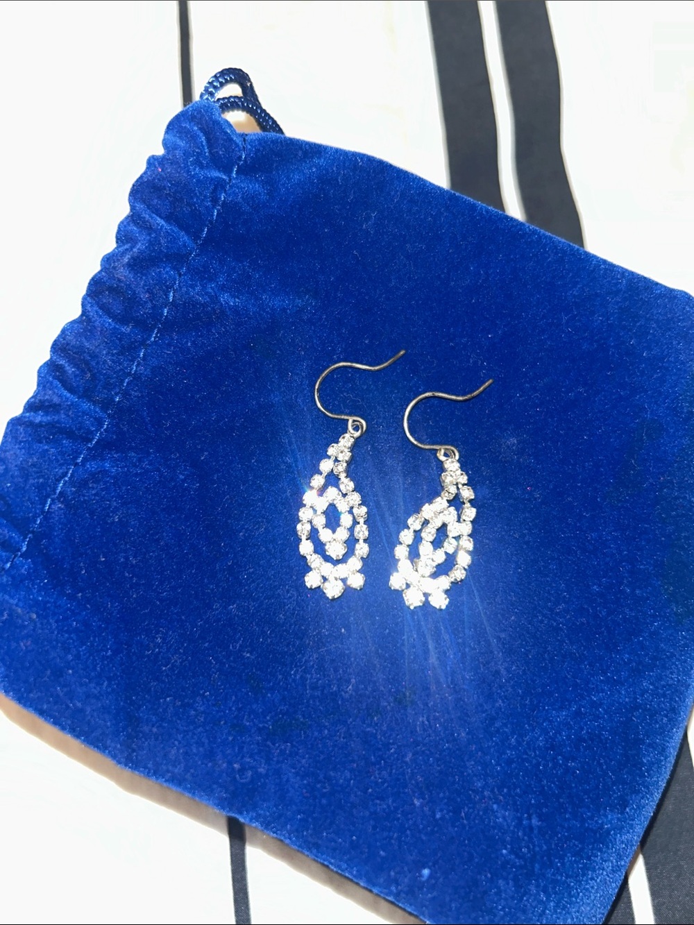 Crystal Teardrop Dangle Earrings - Silver